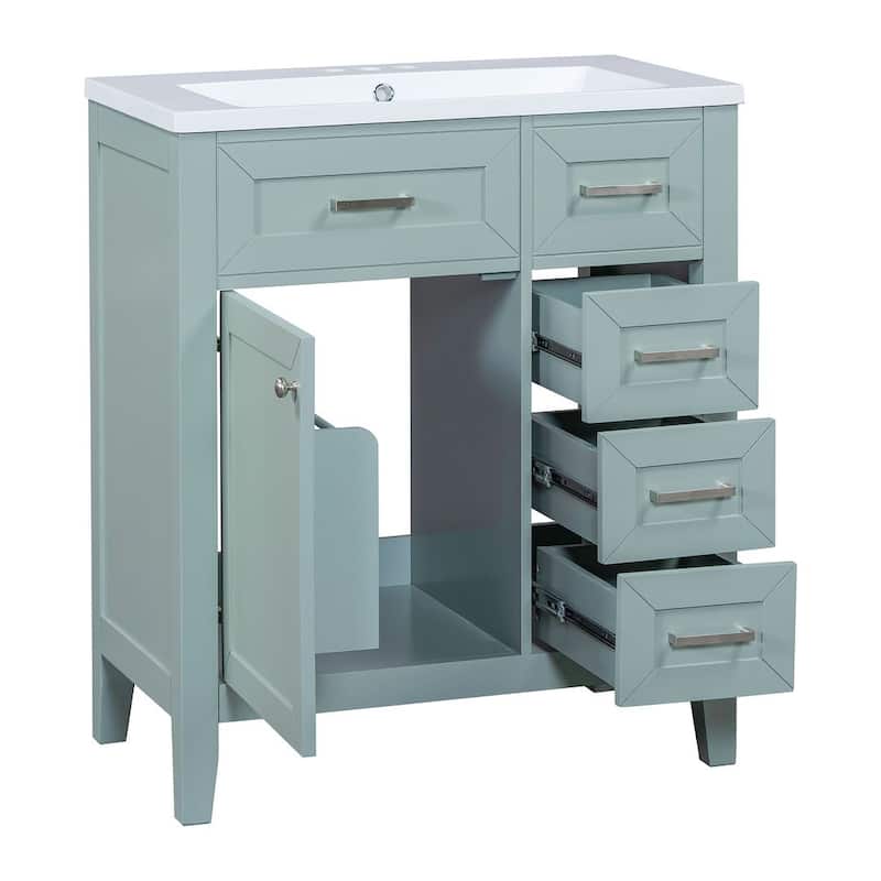 30" Solid Bathroom Vanity with Sink Set, Bathroom Cabinet with Drawers