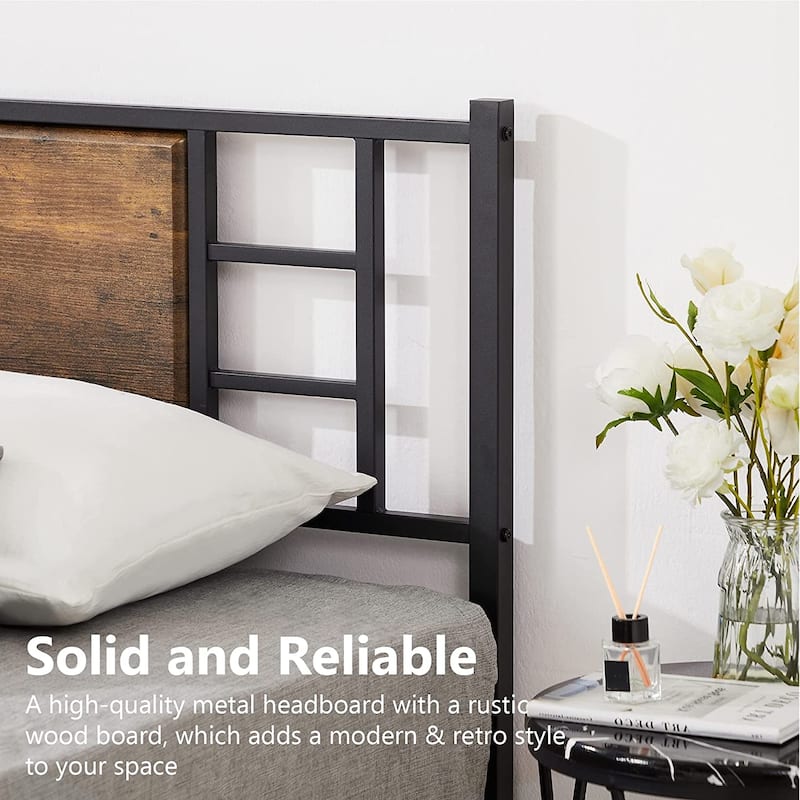 VECELO Twin/Full/Queen Size Beds，Wood Platform Bed Frame with Headboard