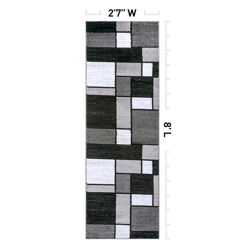 World Rug Gallery Contemporary Modern Boxed Color Block Area Rug