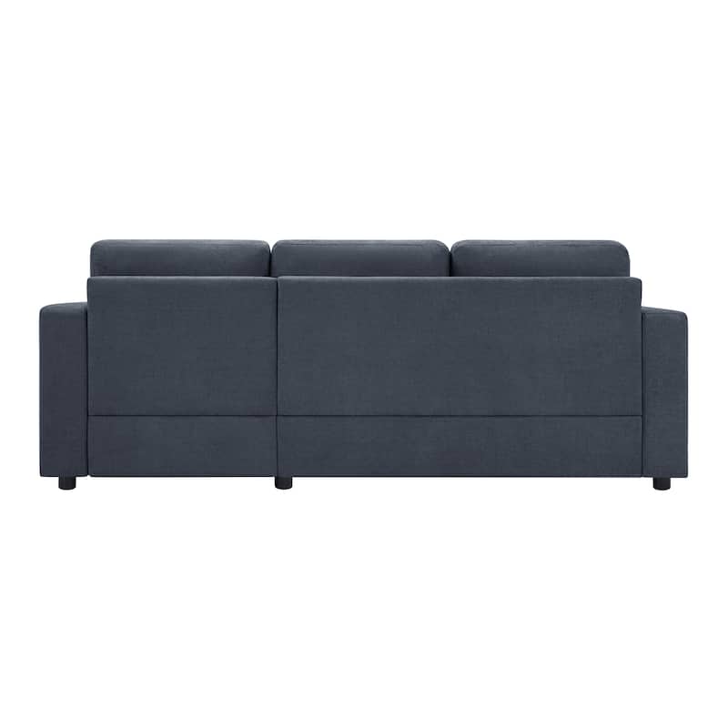L-Shape Sectional Sofa with Curved Chaise Lounge, Chenille Fabric 3 Seater Sofa with USB Ports & Storage Pockets