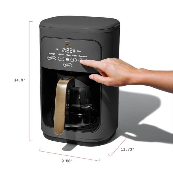 dimension image slide 3 of 6, 14 Cup Programmable Touchscreen Coffee Maker