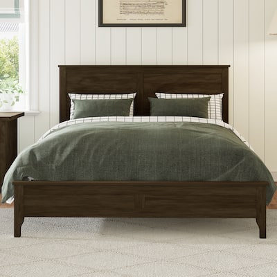 Modern Solid Wood Full Size Platform Bed with Sturdy Wooden Slats Support,No Box Spring Needed, Espresso