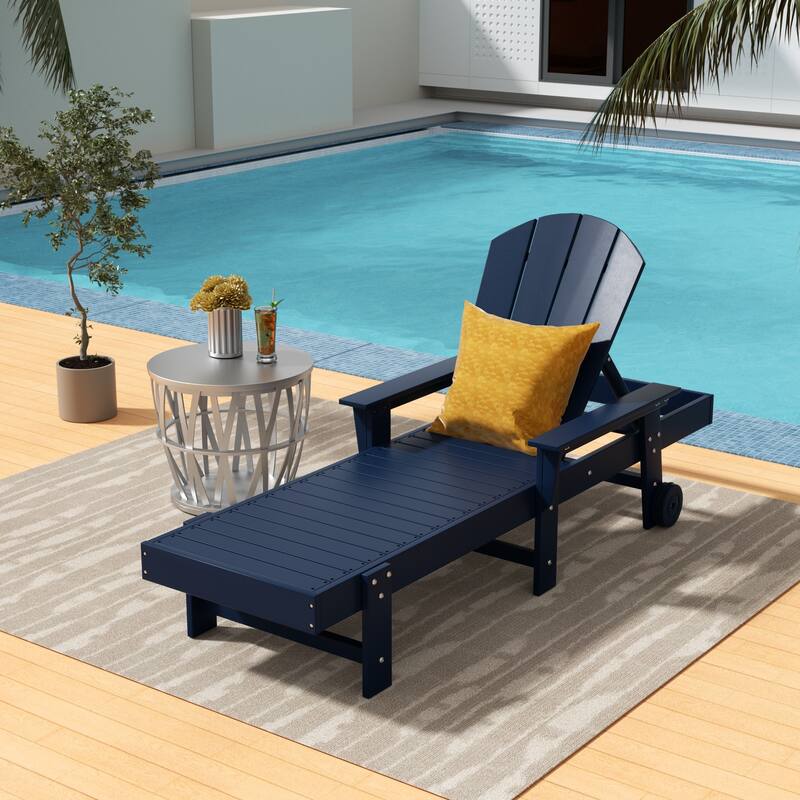 Laguna Hdpe All Weather Outdoor Patio Pool Reclining Chaise Lounge With Arms And Wheels