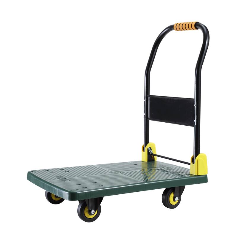 Green 440 lb Capacity Foldable Push Hand Cart