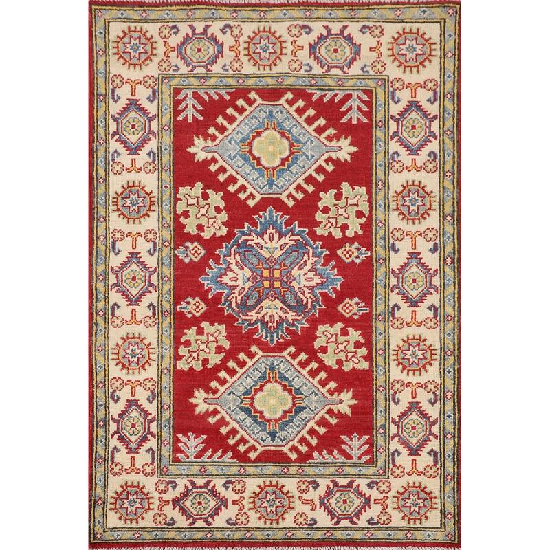 Oriental Red Kazak Accent Rug Handmade Wool Carpet - 2'9" x 4'3"