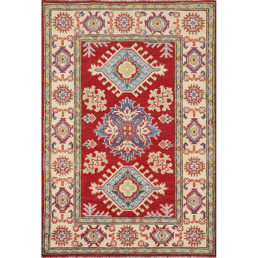Oriental Red Kazak Accent Rug Handmade Wool Carpet - 2'9" x 4'3"