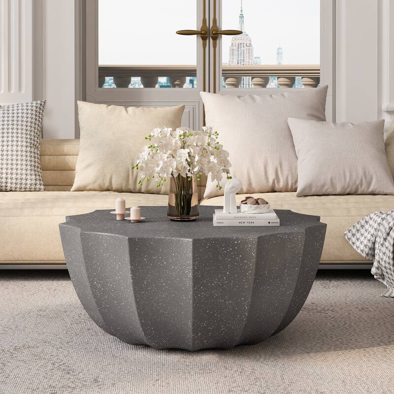 35.43" Modern Indoor/Outdoor Waterproof Coffee Table - Durable MgO Cement Design