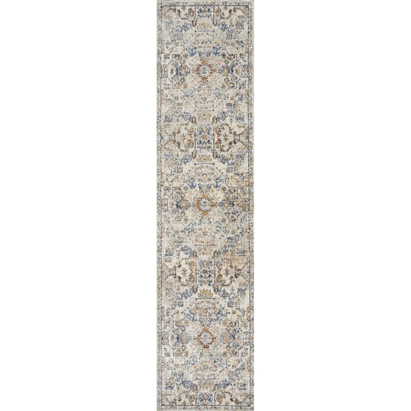 JONATHAN Y Brandy Bohemian Medallion Low-Pile Machine-Washable Cream/Terra Area Rug - 2 X 8 - Cream/Terra