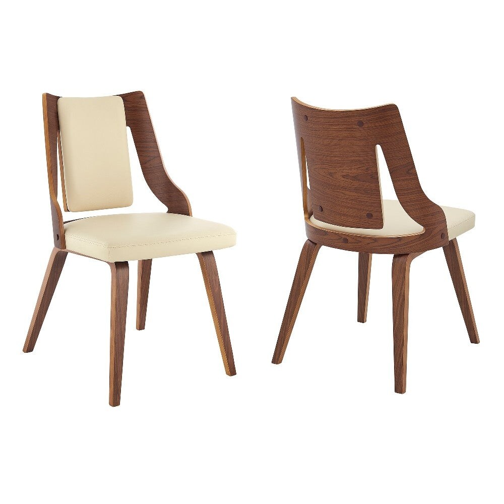 Cream and walnut shop dining chairs