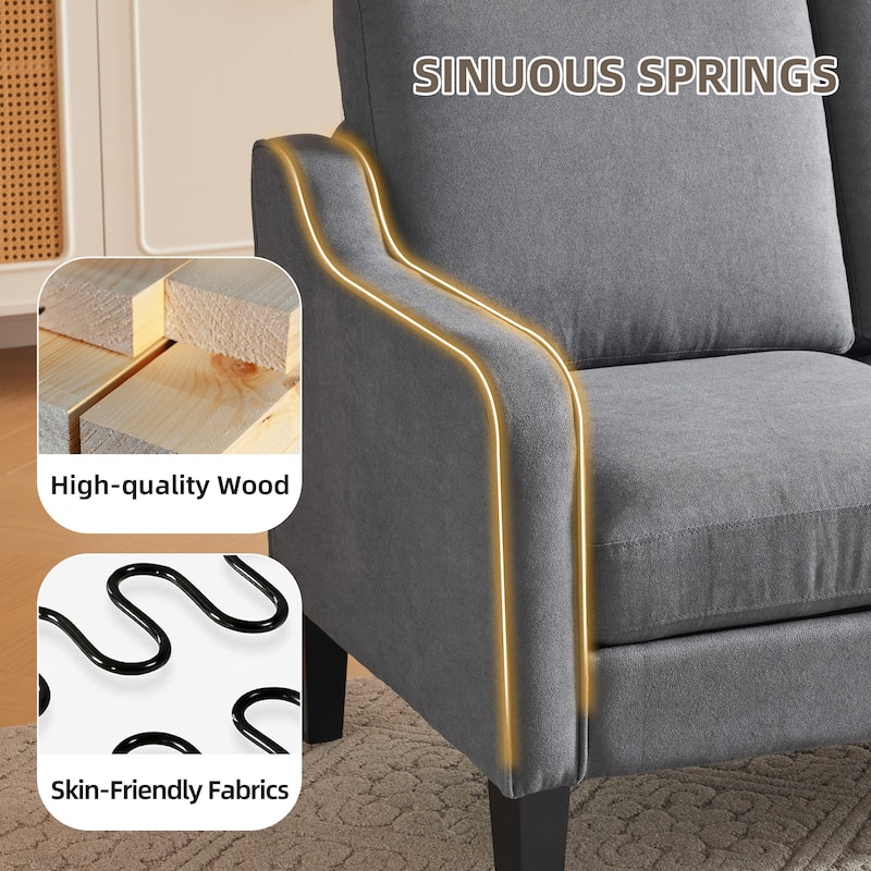 Erommy 3 Seat Sofa, 72" Sofa Couch for Living Room, Modern Fabric Couch with 4 Wood Legs, 2 Metal Support Rods for Bedroom