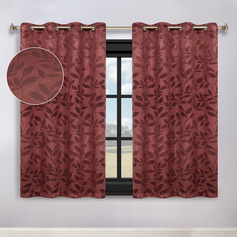 Superior Modern Bohemian Leaves Room Darkening Curtains with Grommets - 52" X 63" - Antique Copper