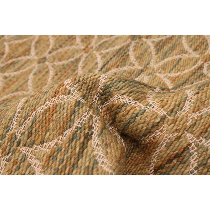 ECARPETGALLERY Braid weave Sienna Olive Wool Rug - 5'0 x 7'7