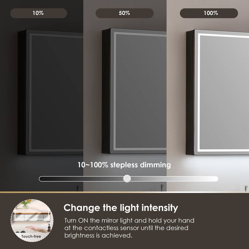 Hesili Rectangular Frameless LED Lighted Bathroom Mirror Medicine Cabinet