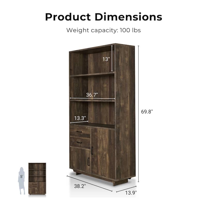 Jart Country Oak Multi-storage Bookshelf with Drawers by Furniture of America