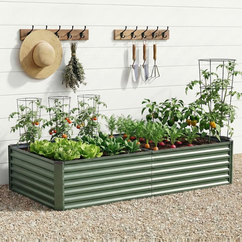 Pocassy Outdoor Planter Box Metal Patio Kit Planting Bed for Vegetables.