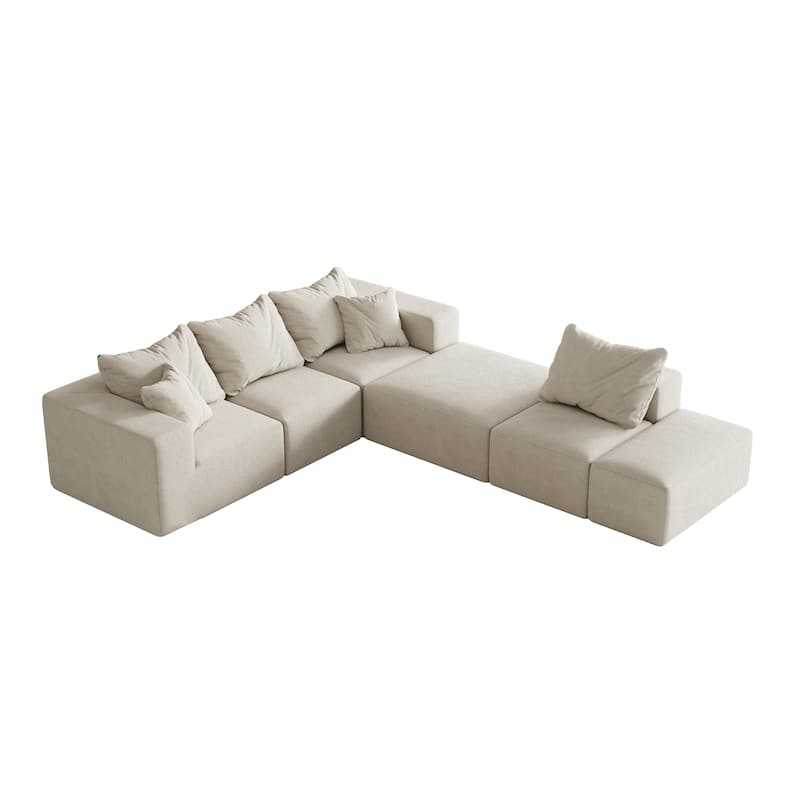 Living Room Modular Couch Chenille Upholstered Sectional Sofa Set