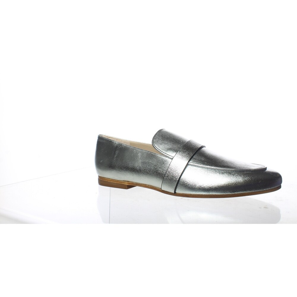 stuart weitzman silver loafers