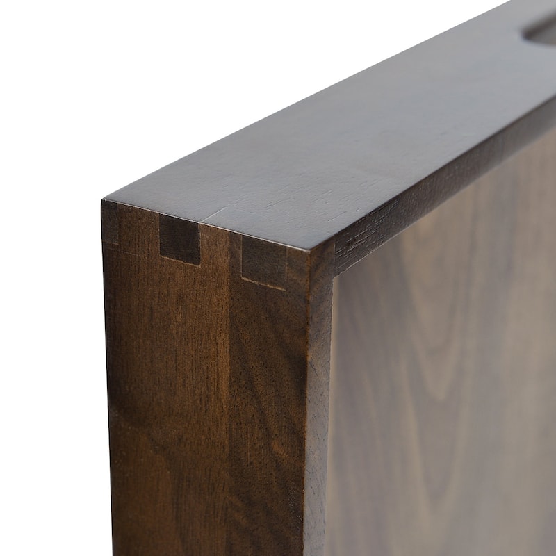 KINWELL Square Black Walnut Wood Serving Tray Ottoman Tray with Handles