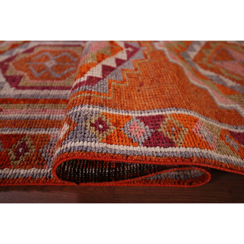 Oushak Turkish Vintage Runner Rug Hand-Knotted Foyer Wool Carpet - 2'11"x 12'10"