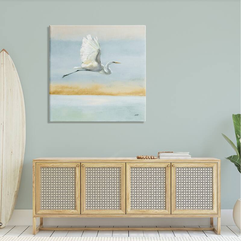 Stupell Egret Bird Flying Ocean Breeze Stretched Canvas Wall Art, Design by Julia Purinton