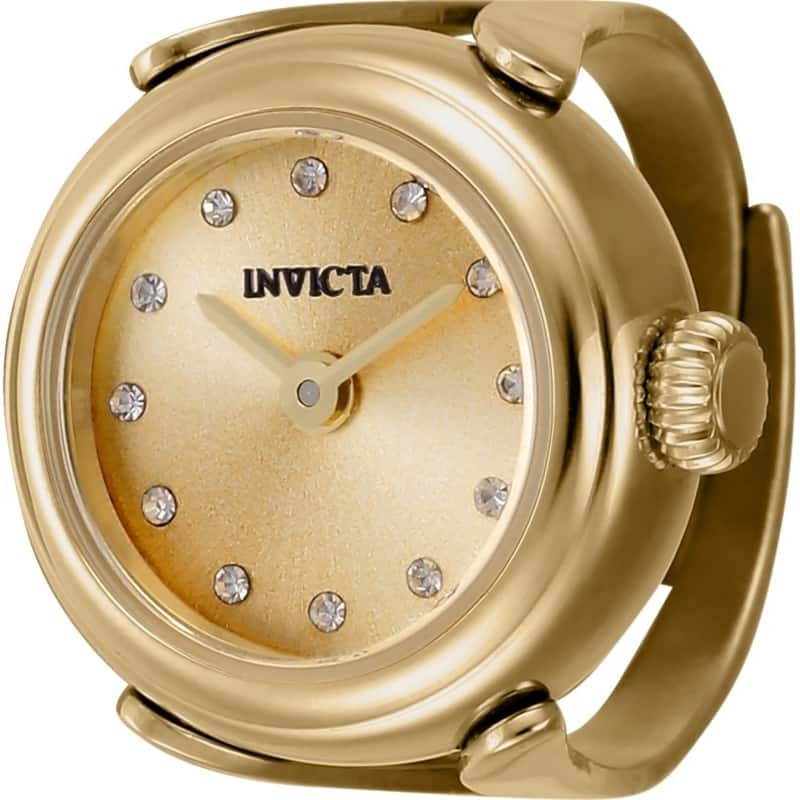 Invicta Women's 44483 Mini Quartz 2 Hand Gold Dial Ring Watch