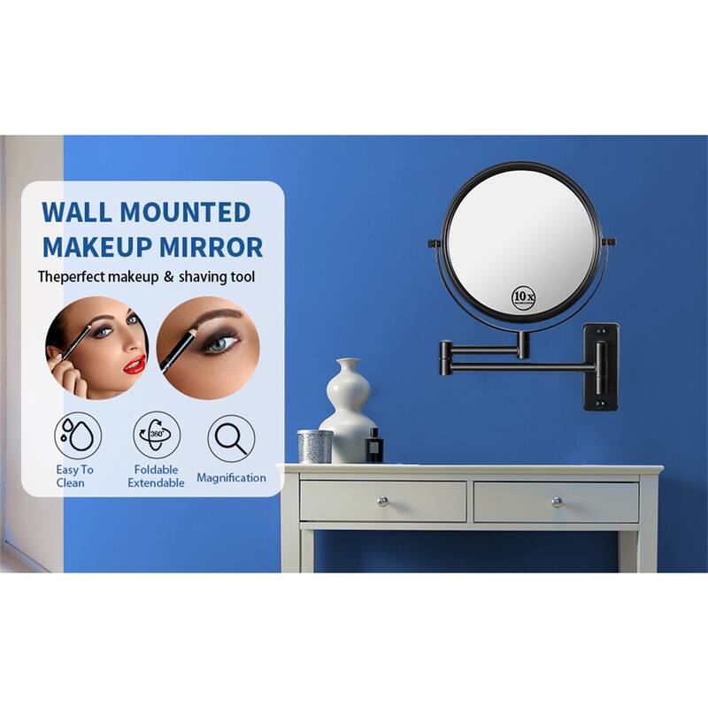 Makeup Mirror 10x Magnification Double-Sided Swivel Mirror Wall Mount