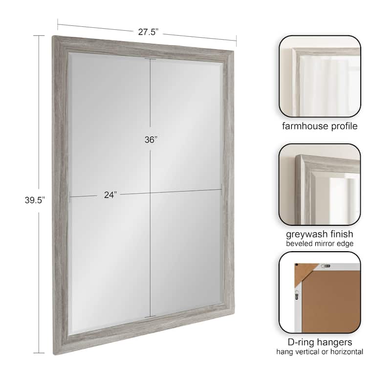 Kate and Laurel Dalphia Rectangle Bathroom Wall Mirror