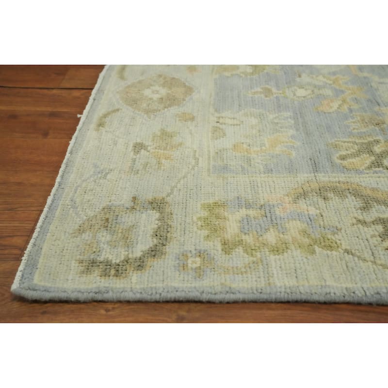 Vegetable Dye Wool Oushak Turkish Runner Rug, Floral Geometric - 11' 10'' X 2' 10''