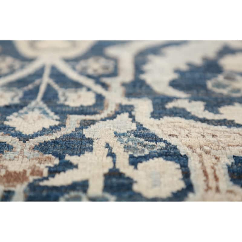 Hand Knotted Oriental 100% Wool Carpet Traditional All-Over Navy Blue & Blues Ziegler Area Rug - 9' 9'' X 8' 3''