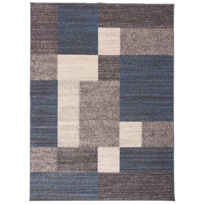 World Rug Gallery Modern Boxes Design Non-slip (Non-skid) Area Rug