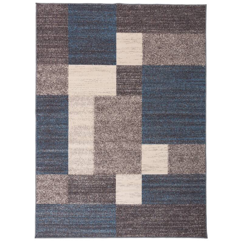 World Rug Gallery Modern Boxes Design Non-slip (Non-skid) Area Rug