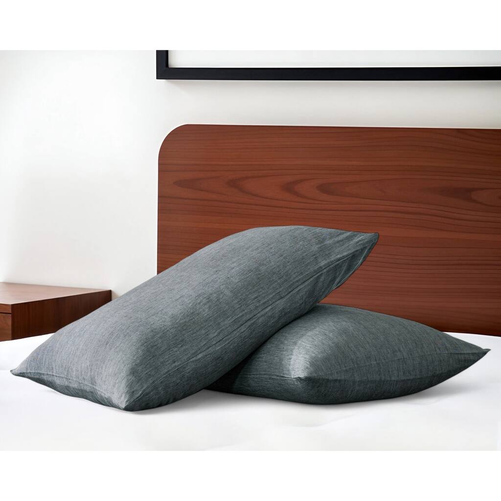 HomeRoots Set of Two Slate Gray Linen Pillowcases