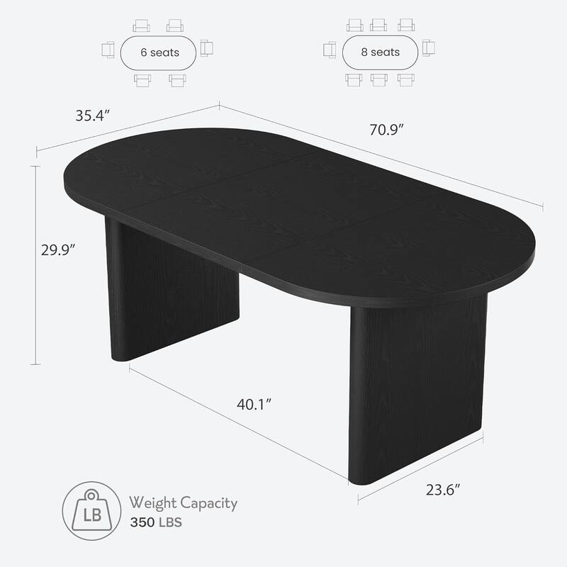 70.8 Inch Oval Kitchen Dining Room Table for 6-8 People Kitchen, Living Room, Office