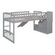 preview thumbnail 7 of 6, Grey Stairway Twin Size Loft Bed with Two Drawers and Slide