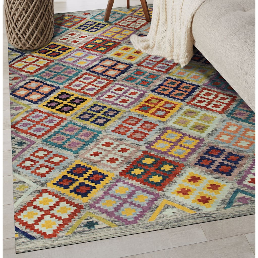 Multicolored Contemporary Transitional Summer Weave Area Rug - Elegant and Timeless Design - 5' x 8'