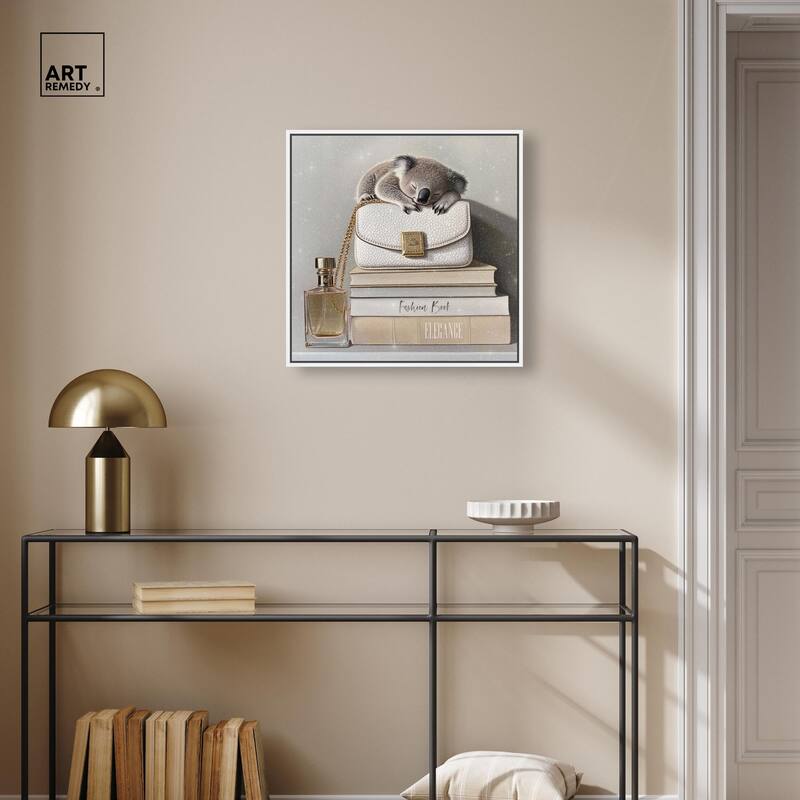 Koala on Fashion Books Canvas by Art Remedy