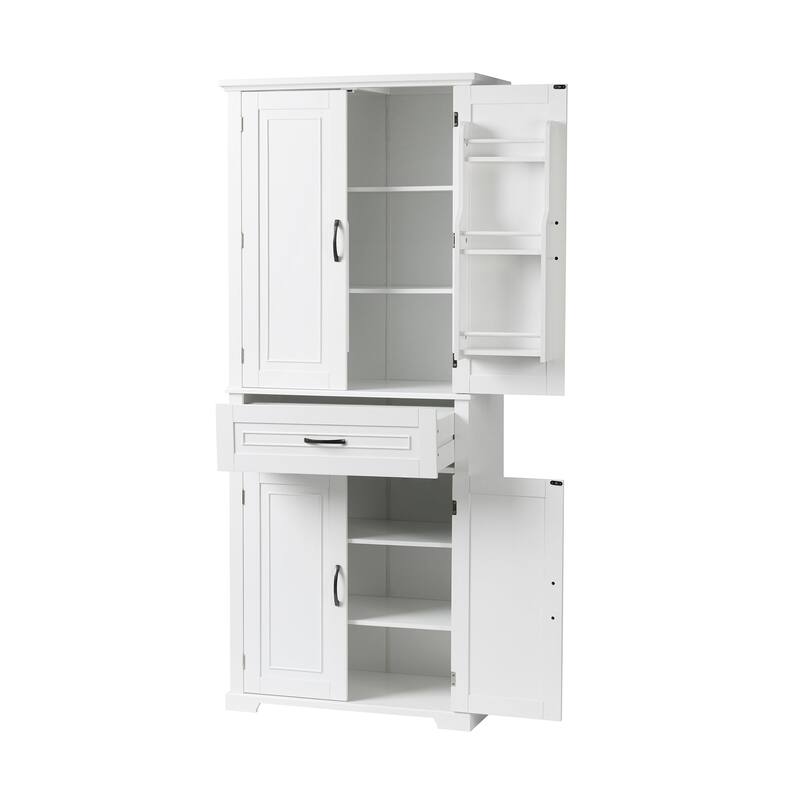 30 in. W x 72 in. H Freestanding Bathroom Cabinet in White with Adjustable Shelf and Drawer
