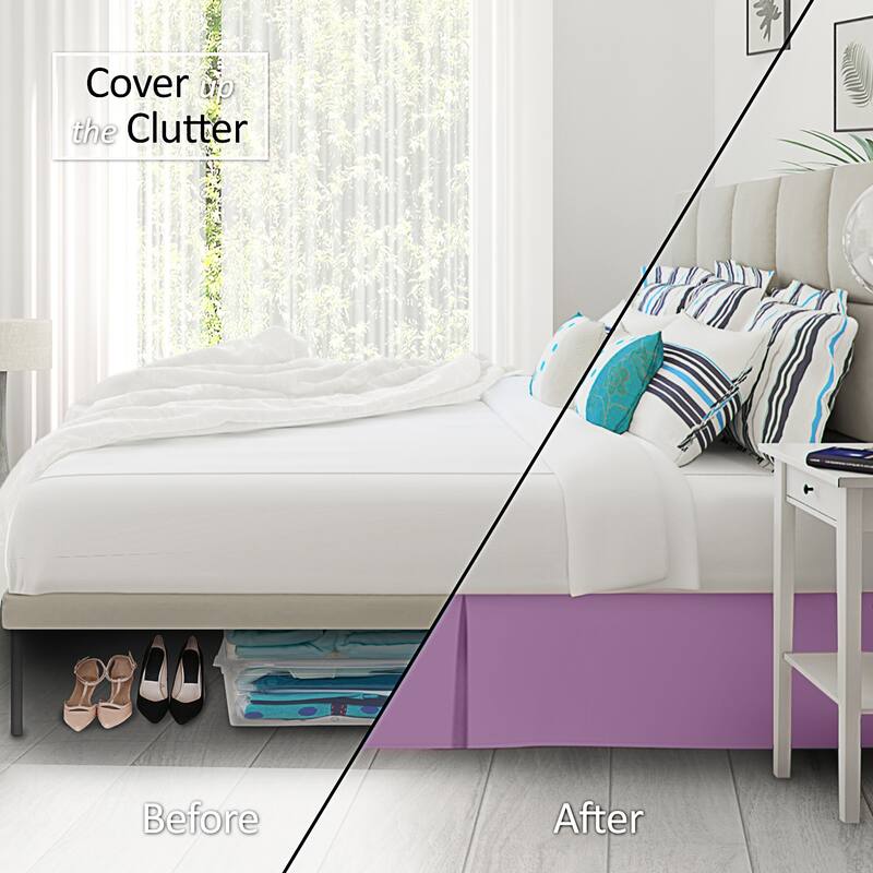 Clara Clark Pleated Bed Skirt-14 inch Tailored Drop - Soft Double Brushed Premium Microfiber Ruffle Bed Skirt - Includes 8 Pins