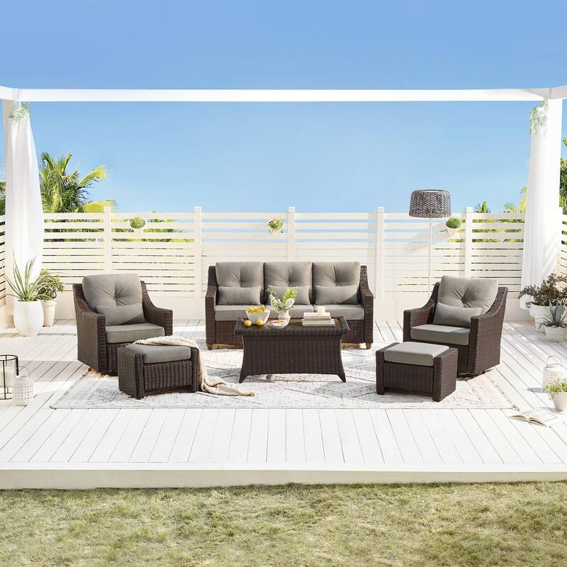 Murphy 6-Piece Outdoor Wicker Patio Furniture Conversation Sofa Sets