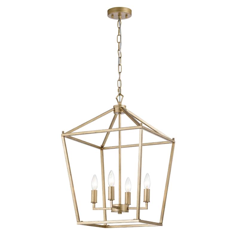 Buelex Lamp Post Lantern Style Iron Chandelier - Satin-Gold-16in