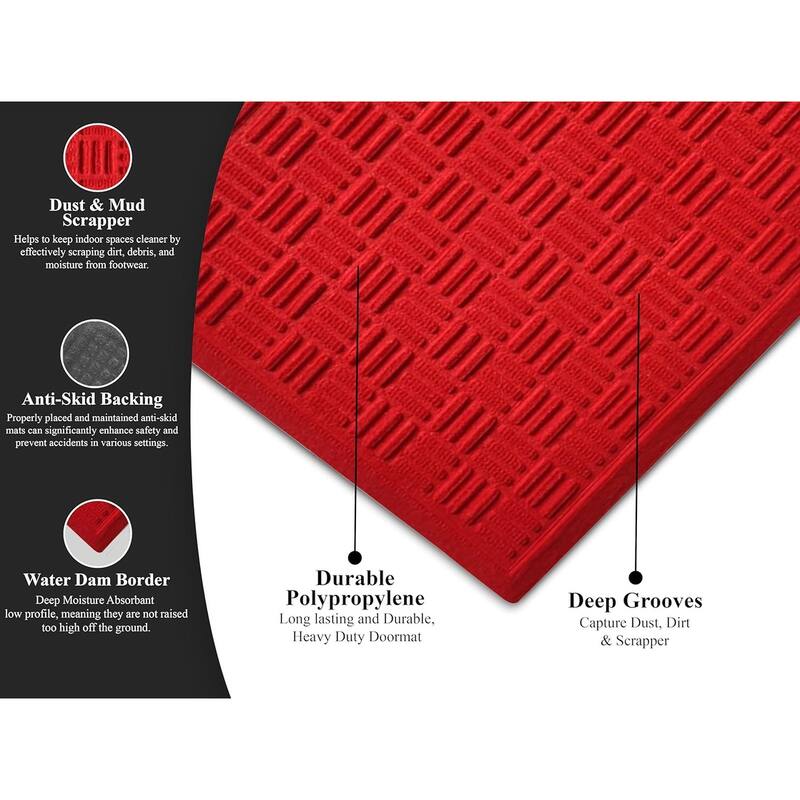 A1HC New All Weather Superior Dirt and Moisture Absorbing Polypropylene Door Mat with Non-Slip Backing for Inside Outside Use