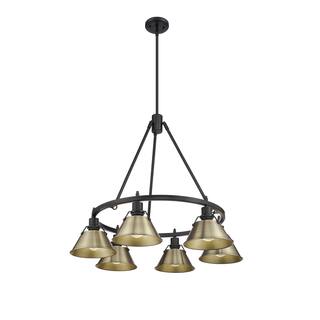 Orwell 6-Light Chandelier in Matte Black with Aged Brass