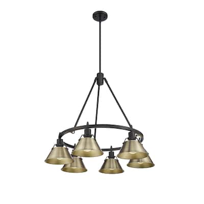 Orwell 6-Light Chandelier in Matte Black with Aged Brass