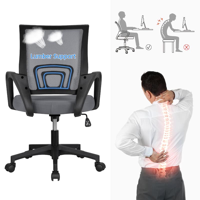 Yaheetech Adjustable Ergonomic Office Chair MidBack Mesh Swivel Chair