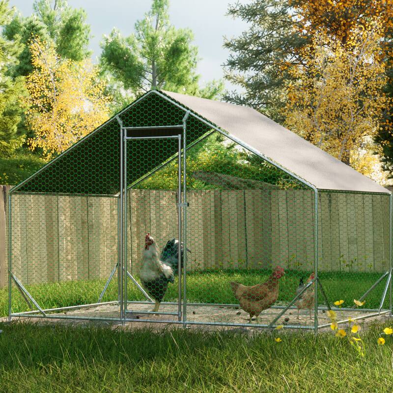 GDFStudio - Anderson Galvanized Walk in Chicken Coop Heavy Duty Wire