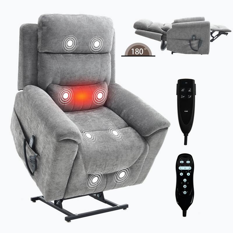 350 Lbs Leatherair Power Lift Recliner Chair,Heavy Duty Motion Mechanism With 8-Point Vibration Massage And Lumbar Heating