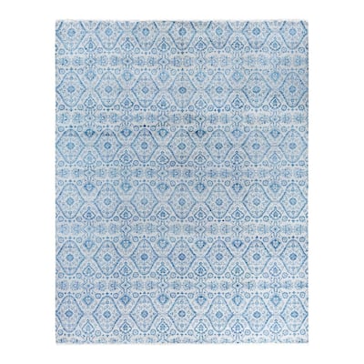 Ikat One-of-a-Kind Hand-Knotted Area Rug, Gray - 8' 1" x 10' 2"
