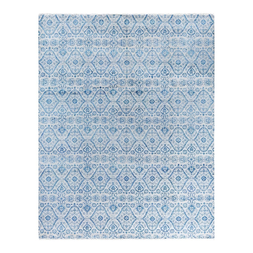 Ikat One-of-a-Kind Hand-Knotted Area Rug, Gray - 8' 1" x 10' 2"