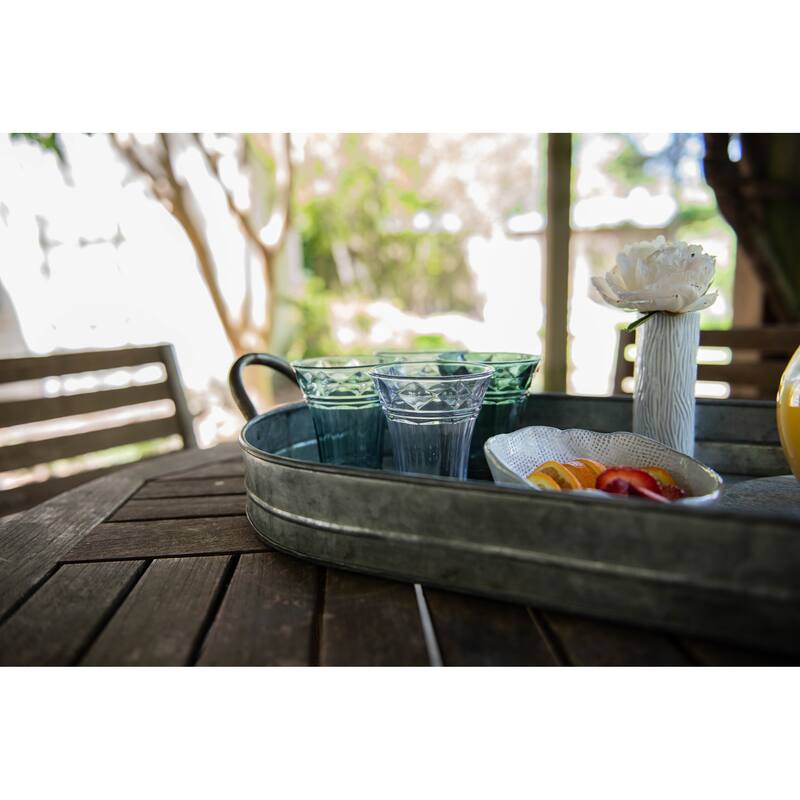 Galvanized Metal Tray with Handles
