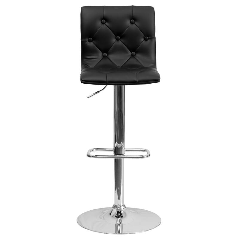 2 Pack Contemporary Button Tufted Adjustable Height Barstool with Chrome Base